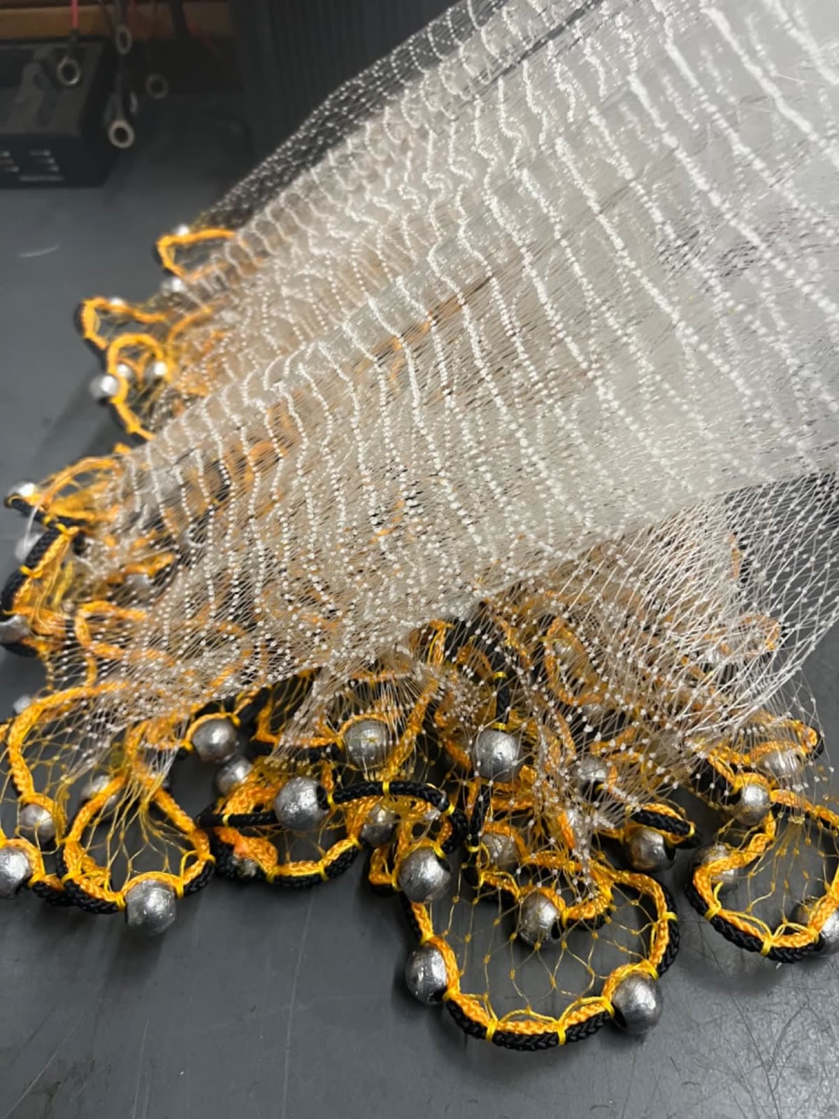 Close-up of Pancake Gold mesh and lead line, photographed by a customer
